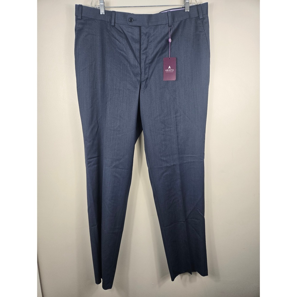 Aristo Eighteen Stirling Mens Cobalt Blue Wool Dress Pants 42 Unhemmed NWT
